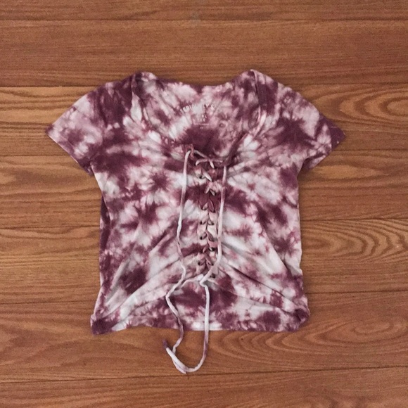 Aeropostale Tie Dye Lace Up Shirt - Picture 2 of 4